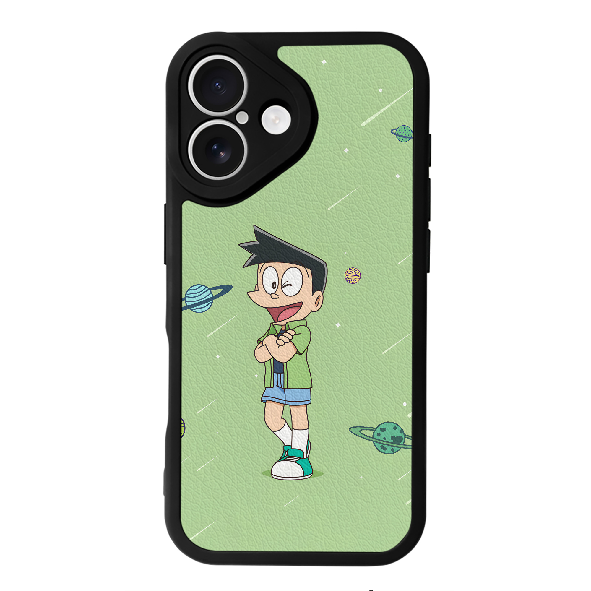 （画像用） ドラえもん Doraemon 【iPhone 16シリーズ対応】シリコンスマホケース（レザー調） 材質：シリコン